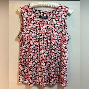 Kasper coral and black patterned sleeveless shell